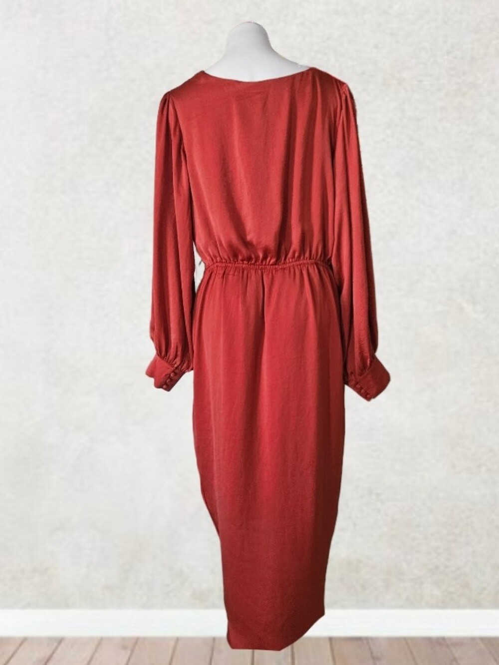 New! City Chic Opulent Faux Wrap Cocktail Midi Dress( Missing Belt Sash) Sz 16 - Picture 4 of 6